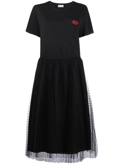 Shop Red Valentino Tulle-skirt Mid-length Dress In Black