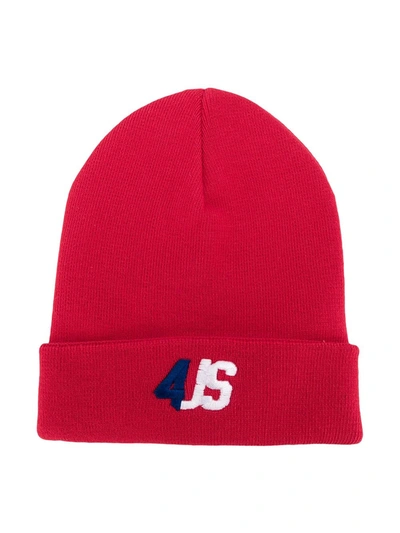 Shop Cesare Paciotti 4us Logo Embroidered Beanie Hat In Red