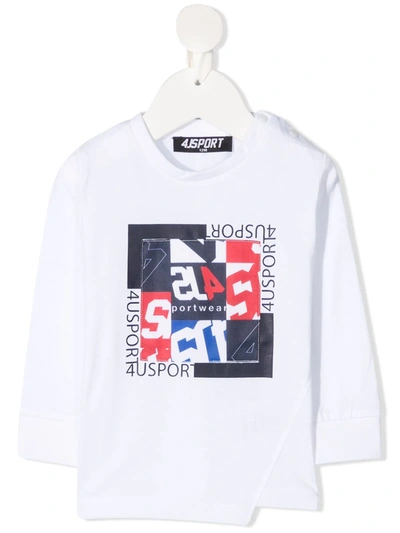 Shop Cesare Paciotti 4us Logo Print Long-sleeved Top In White