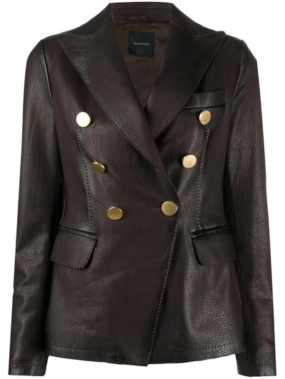 Shop Tagliatore Lizzie Leather Jacket In Brown