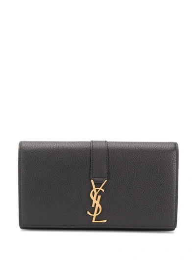 Shop Saint Laurent Monogram Appliqué Wallet In 黑色