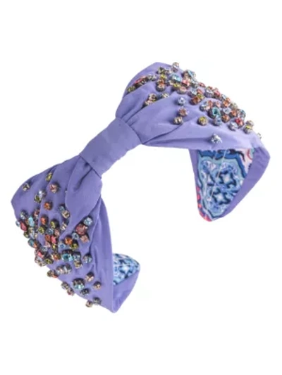 Shop Namjosh Women's Multi-bedazzled Hand Embroidered Headband In Lilac Multi