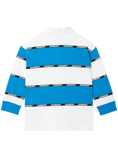 Shop Burberry Striped Rugby Shirt In White