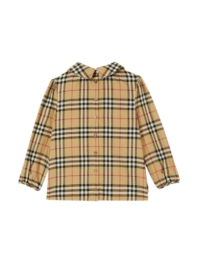 Shop Burberry Teen House Check Poplin Shirt In Neutrals