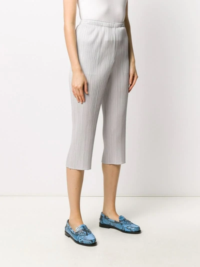 Shop Issey Miyake Plissé Crop Trousers In Grey