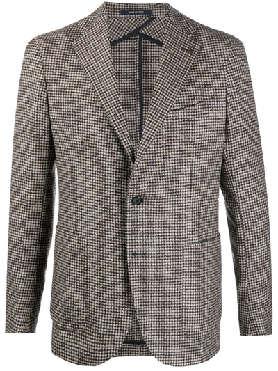 Shop Tagliatore Check Single-breasted Blazer In Brown