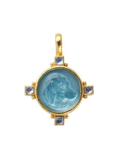 Shop Elizabeth Locke Women's Glass Intaglio Light Aqua `hound Head' 19k Gold Pendant