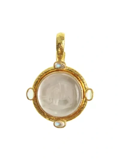 Shop Elizabeth Locke Women's Stone Intaglio Rock Crystal Elephant Pendant In Gold