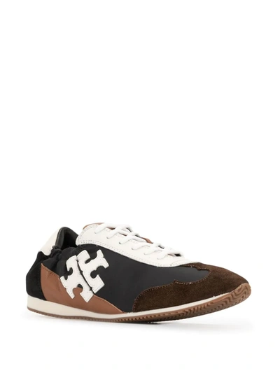 Shop Tory Burch Logo-patch Soft Low-top Trainers In Black