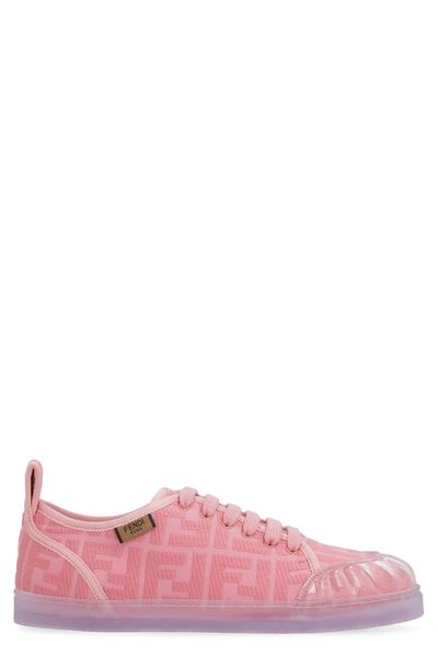 Shop Fendi Canvas Low-top Sneakers In Pink