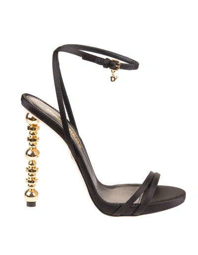 Shop Dsquared2 Black Sandl With Golden Feng Heel In Nero/oro