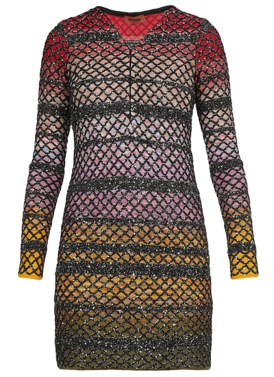 Shop Missoni Knitted Dress In Multicolor