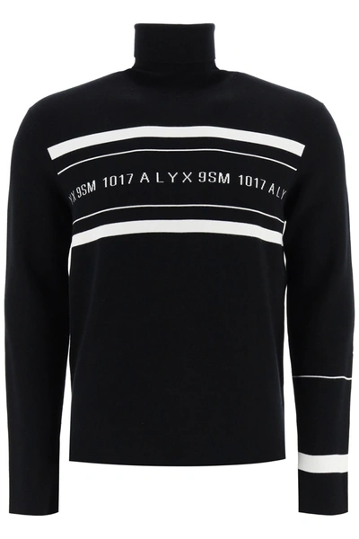Shop Alyx Turtleneck Sweater Logo Intarsia In Black (black)
