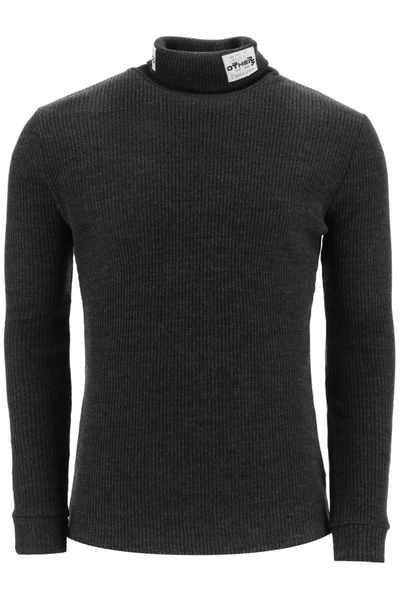 Shop Raf Simons Turtleneck Sweater With Patches In Anthracite (grey)