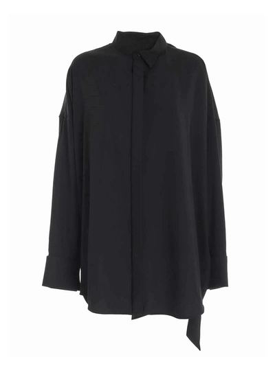 Shop Balenciaga Tuxedo Scarf Shirt In Black