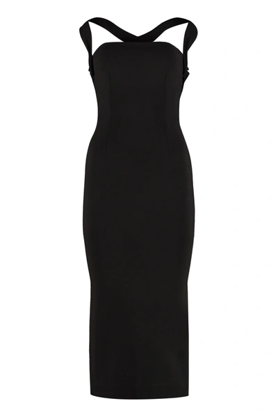 Shop Dolce & Gabbana Knitted Longuette Dress In Black