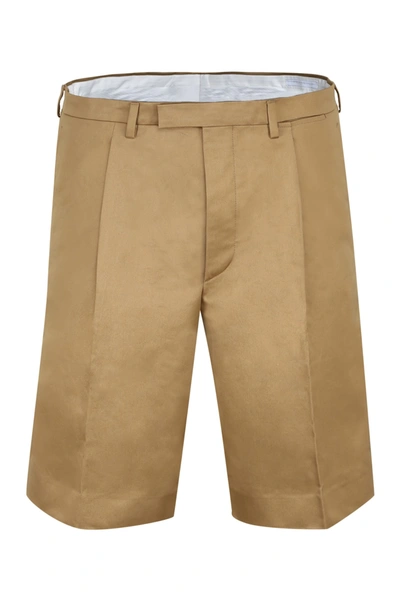 Shop Prada Cotton Bermuda Shorts In Brown