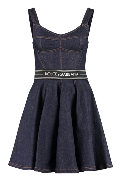 Shop Dolce & Gabbana Denim Bustier Dress