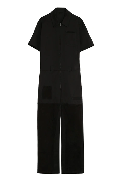 Shop Fendi Long Cotton Jumpsuit In Black