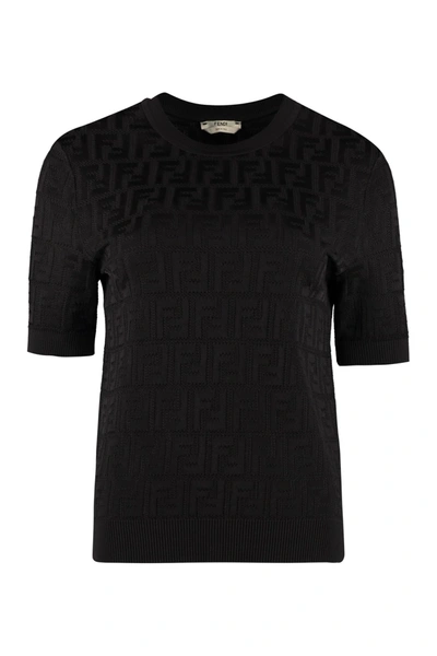 Shop Fendi Knitted Top In Black