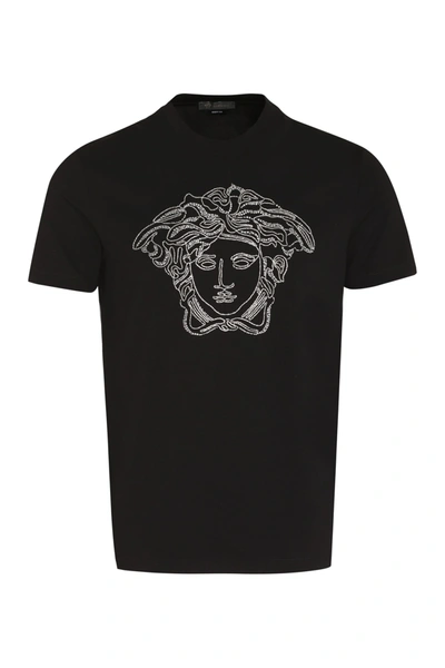 Shop Versace Stretch Cotton T-shirt In Black