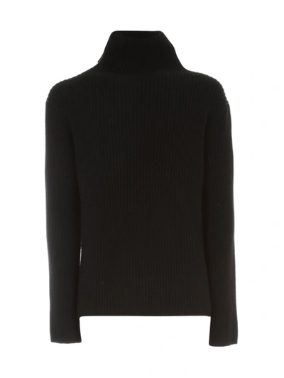 Shop Ann Demeulemeester Ribbed Sweater Turtle Neck In Black