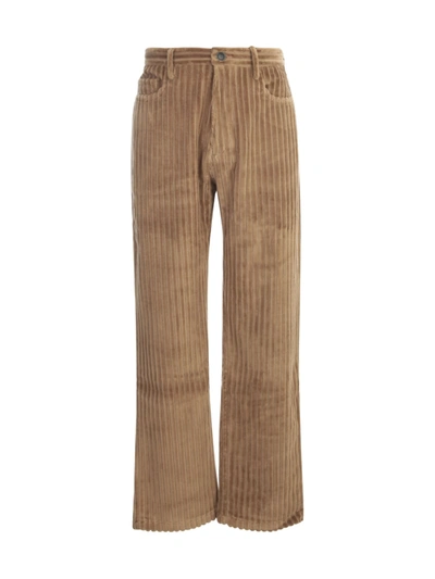 Shop Ami Alexandre Mattiussi Men Straight Fit Trousers Macro Wales Corduroy In Beige