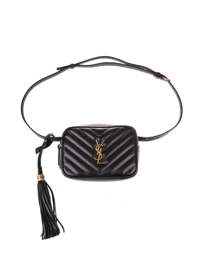 Shop Saint Laurent Black-bronze Quilted Leather Lou Belt Bag In Nero
