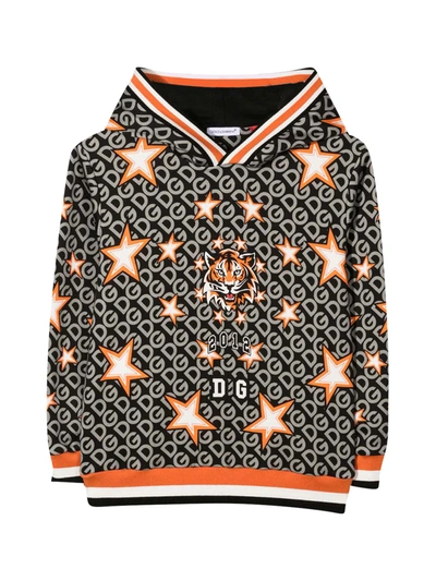 Shop Dolce & Gabbana Sweatshirt With Tiger Print And Hood Dolce&amp;gabbana Kids