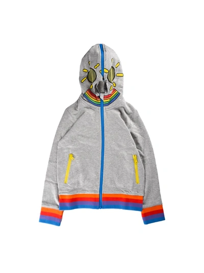 Shop Stella Mccartney Monster Sweatshirt With Zip And Gray Hood In Grey