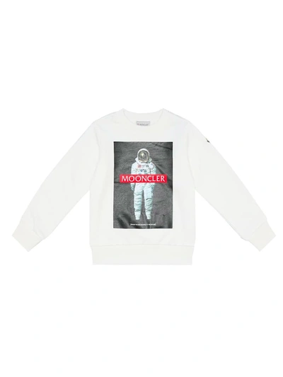 Shop Moncler Crew Neck Sweatshirt With Astronaut Print, Ivory