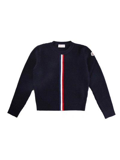 Shop Moncler Blue Crewneck Tricot Sweater