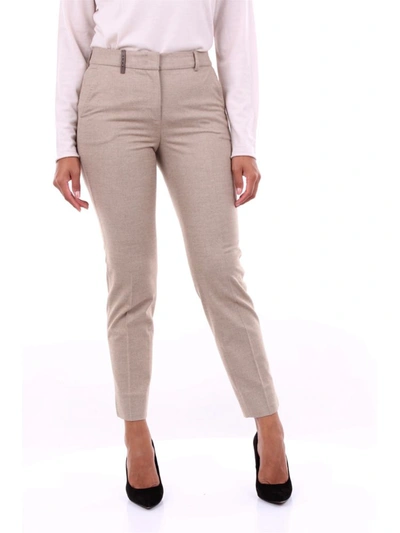 Shop Peserico Women's Beige Polyester Pants