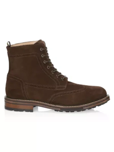 Shop Alfred Dunhill Country Brogue Suede Lace-up Boots In Dark Chocolate