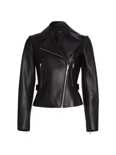 Shop Alaïa Leather Biker Jacket In Noir