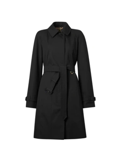 Shop Burberry Sipson A-line Gabardine Rain Coat In Black