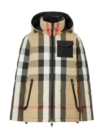 Shop Burberry Hemsworth Reversible Archive Check Down Puffer Coat In Archive Beige Ipchk