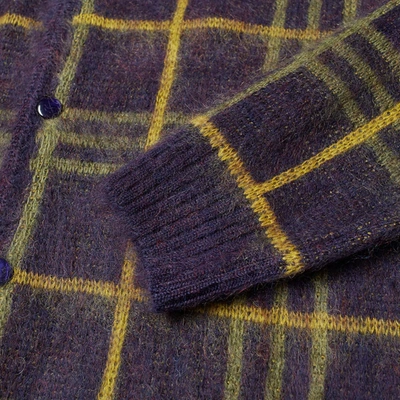 Shop Needles Mohair Plaid Cardigan In Purple