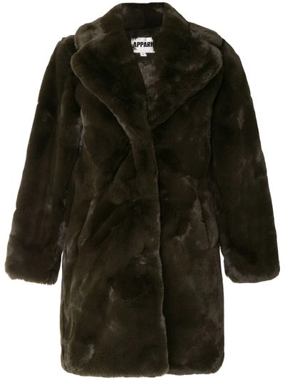 Shop Apparis Sasha Faux-fur Coat In Green
