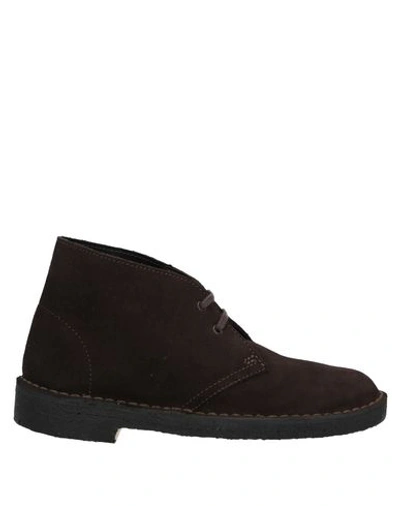 Shop Clarks Originals Ankle Boots In Dark Brown
