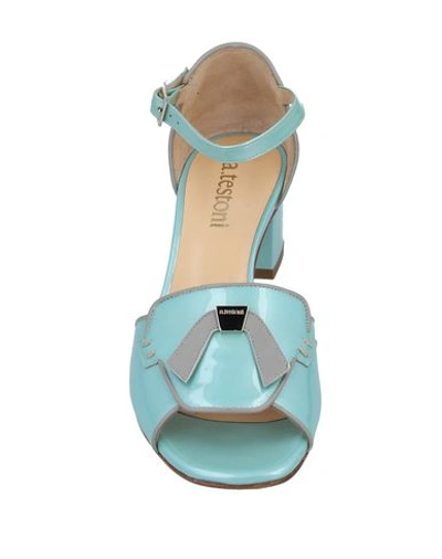 Shop A.testoni Sandals In Turquoise