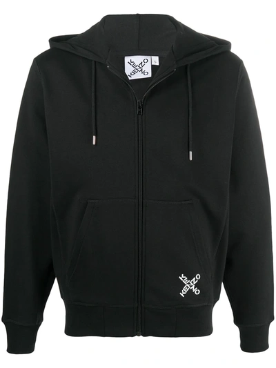 Shop Kenzo Sport 'little X' Zipped Hoodie In Black