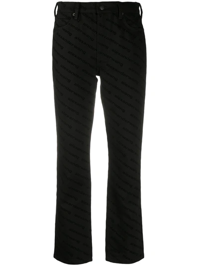 Shop Alexander Wang Cropped Logo-print Trousers In Black