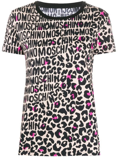 Shop Moschino Underwear Short Sleeve Logo Print T-shirt In Black