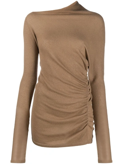 Shop Agnona Asymmetric Draped Sweater In Neutrals