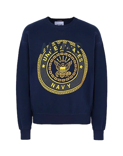 Shop Myar Us Army Sweatshirt - 1990's Man Sweatshirt Midnight Blue Size L Cotton, Polyether