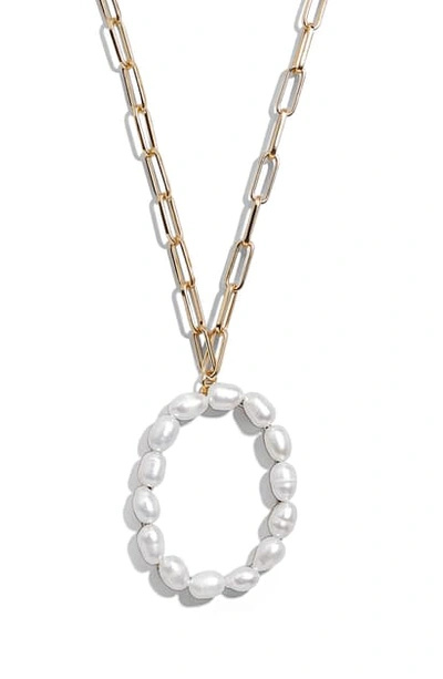 Shop Baublebar Blair Hera Genuine Pearl Initial Pendant Necklace In Pearl O