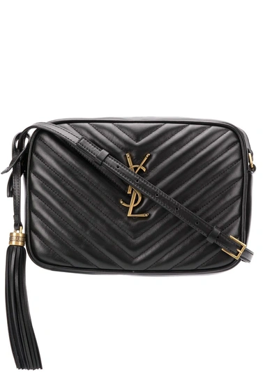 Shop Saint Laurent Monogram Lou Leather Camera Bag In Black