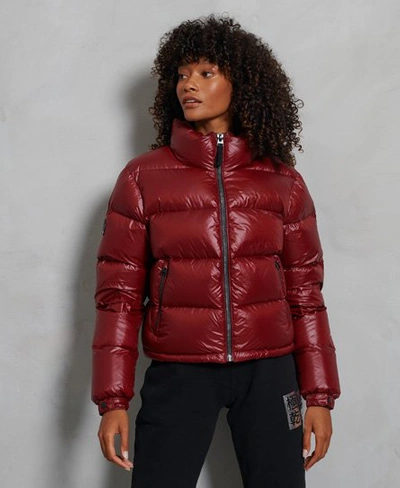 Shop Superdry Luxe Alpine Down Padded Jacket In Red