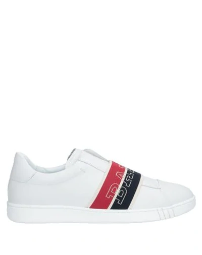 Shop Bally Man Sneakers White Size 7 Calfskin, Elastic Fibres
